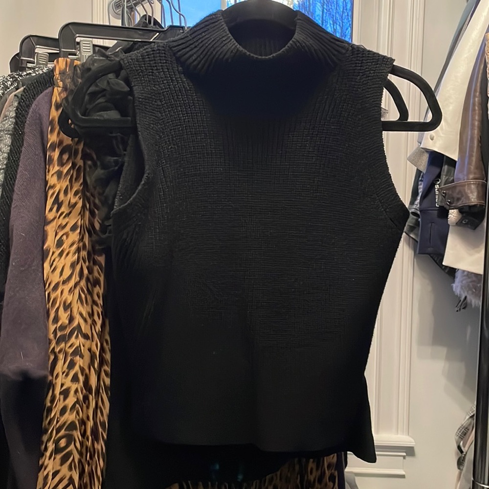 She & Sky sleeveless mock neck sweater